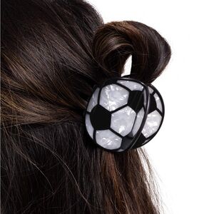 Black and White Soccer Ball Hair Clip